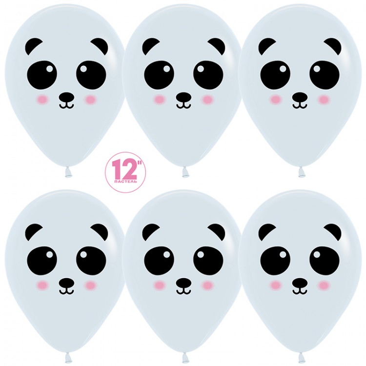 Шар (12''/30 см) Панда, Белый (005), пастель, 2 ст, 50 шт.