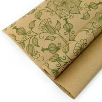 Упаковочная бумага Крафт 70гр (0,72 х 10 м) Вьюнок полевой, Зеленый, 1 шт