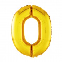 Шар (40''/102 см) Цифра, 0, Золото, в упаковке 1 шт.