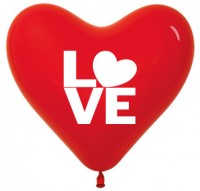 Сердце (12''/30 см) Любовь, Красный (015), пастель, 2 ст, 50 шт.