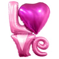 Шар (41''/104 см) Фигура, Надпись "LOVE", Розовый, Голография, 1 шт.