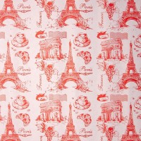 Упаковочная бумага Крафт 78гр (0,7*8,5 м) Париж, Красный/Белый, 1 шт