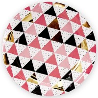 Тарелки (7''/18 см) Геометрия треугольников, Розовый, 6 шт.
