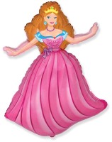 Шар (14''/36 см) Мини-фигура, Принцесса, Розовый, 1 шт.