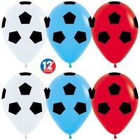 Шар (12''/30 см) Футбольный мяч - флаг России, Ассорти, пастель, 5 ст, 12 шт.