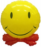 Шар (24''/61 см) Фигура, Смайл с бантиком, Желтый, 1 шт.