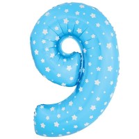 Шар (40''/102 см) Цифра, 9, Синий, в упаковке 1 шт.