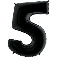 Шар (40''/102 см) Цифра, 5, Черный, 1 шт.