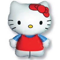 Шар (26''/66 см) Фигура, Котенок с бантиком, Голубой, 1 шт.