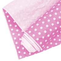 Упаковочная бумага (0,7*4,57 м) Pretty Woman (белые точки), Розовый, 1 шт.