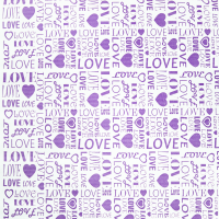 Упаковочная бумага Крафт 78гр (0,7 х 8,5 м) LOVE, Фиолетовый/Белый, 1 шт