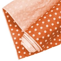 Упаковочная бумага (0,7*4,57 м) Pretty Woman (белые точки), Оранжевый, 1 шт.