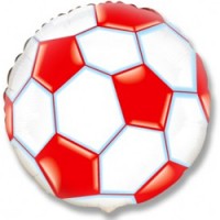 Шар (9''/23 см) Мини-круг, Футбольный мяч, Красный, 1 шт.