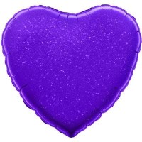 Шар (18''/46 см) Сердце, Фиолетовый, Голография, 1 шт.
