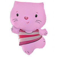 Шар (30''/76 см) Фигура, Котенок, Розовый, 1 шт.