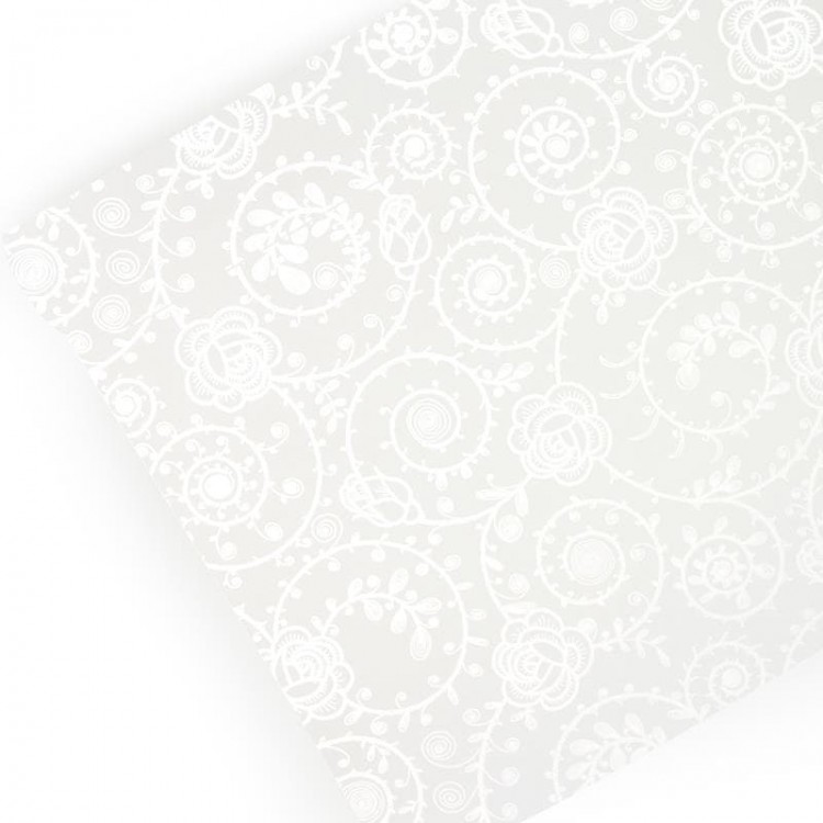 Упаковочная пленка (0,7*8 м) Цветочный узор, Белый, 1 шт.