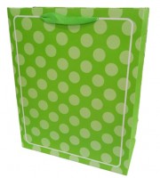 Пакет подарочный Точки, Зеленый, 31*42*12 см