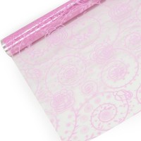 Упаковочная пленка (0,7*8 м) Цветочный узор, Розовый, 1 шт.