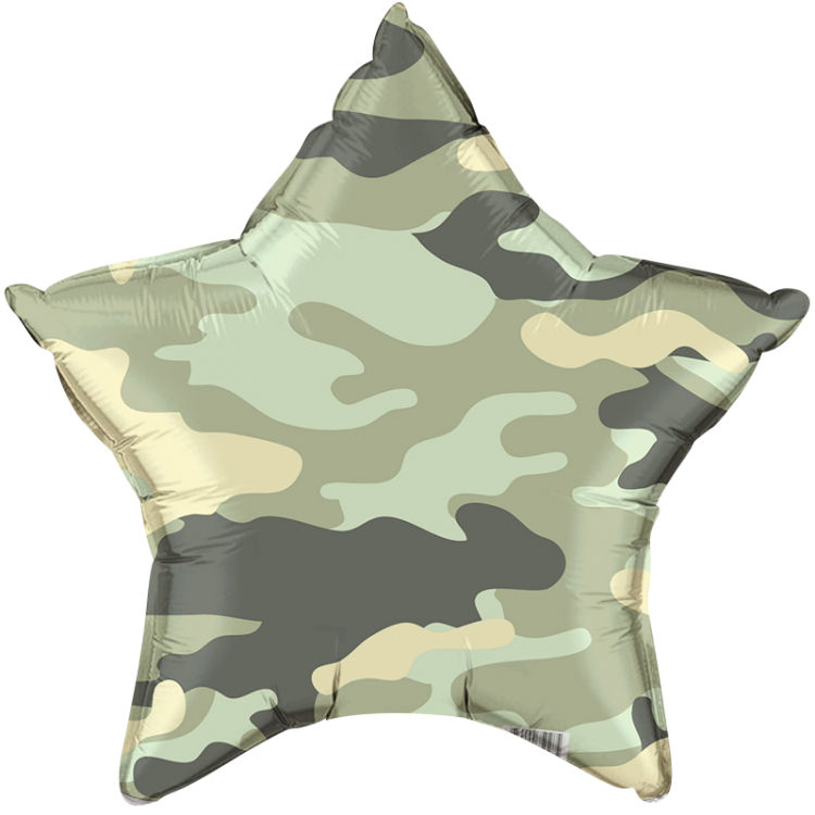Шар (18''/46 см) Звезда, Камуфляж, Военный, 1 шт.