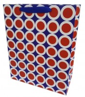 Пакет подарочный Красные точки в белой окантовке, Синий, 31*42*12 см