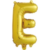 Шар с клапаном (16''/41 см) Мини-буква, Е, Золото, в упаковке 1 шт.