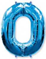 Шар (40''/102 см) Цифра, 0, Синий, 1 шт.
