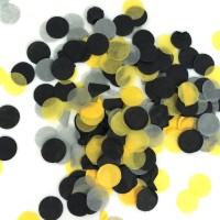 Конфетти тишью, Круги, Желтый / Серый / Черный, 1 см, 7 гр