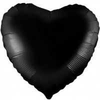 Шар (19''/48 см) Сердце, Черный, 1 шт.