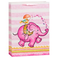 Пакет подарочный Слоник, Розовый, 31*42*12 см