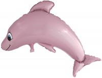 Шар (40''/102 см) Фигура, Дельфин, Розовый, 1 шт.