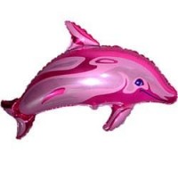 Шар (15''/38 см) Мини-фигура, Дельфин фигурный, Фуше, 1 шт.