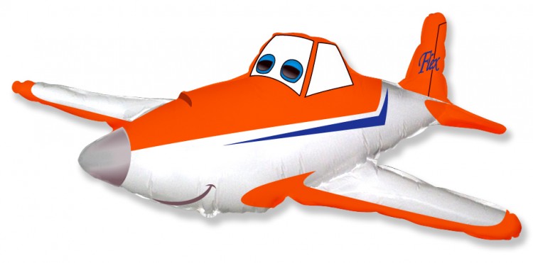 Шар (16''/41 см) Мини-фигура, Гоночный самолет, Оранжевый, 1 шт.