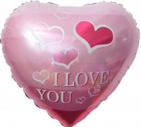 Шар (18''/46 см) Сердце, Я Люблю Тебя! (летящие сердечки), Розовый, 1 шт.