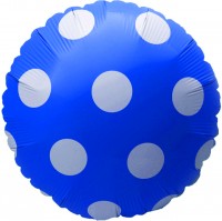 Шар (18''/46 см) Круг, Белые точки, Синий, 1 шт.