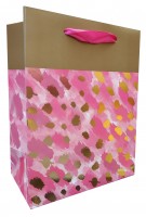 Пакет подарочный, Золотые штрихи, Розовый, 23*18*10 см, 1 шт.