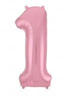 Шар (40''/102 см) Цифра, 1, Slim, Розовый, в упаковке 1 шт.