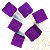 Фигура из пенопласта, Кубик, Фиолетовый, Металлик, 3 см, 6 шт.