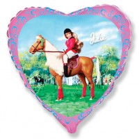 Шар (18''/46 см) Сердце, Джулия на лошади, 1 шт.