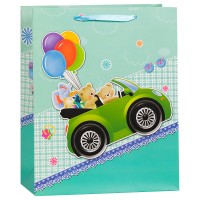 Пакет подарочный Игрушки в авто, Голубой, 18*23*10 см