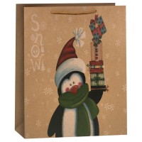 Пакет подарочный, Крафт, Милый пингвиненок, 27*9*36 см, 1 шт.
