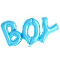 Шар (33''/84 см) Фигура, Надпись "Boy", Голубой, 1 шт.