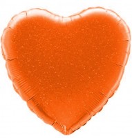 Шар (18''/46 см) Сердце, Оранжевый, Голография, 1 шт.