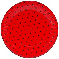 Тарелки (9''/23 см) Божья коровка, Красный, 6 шт.