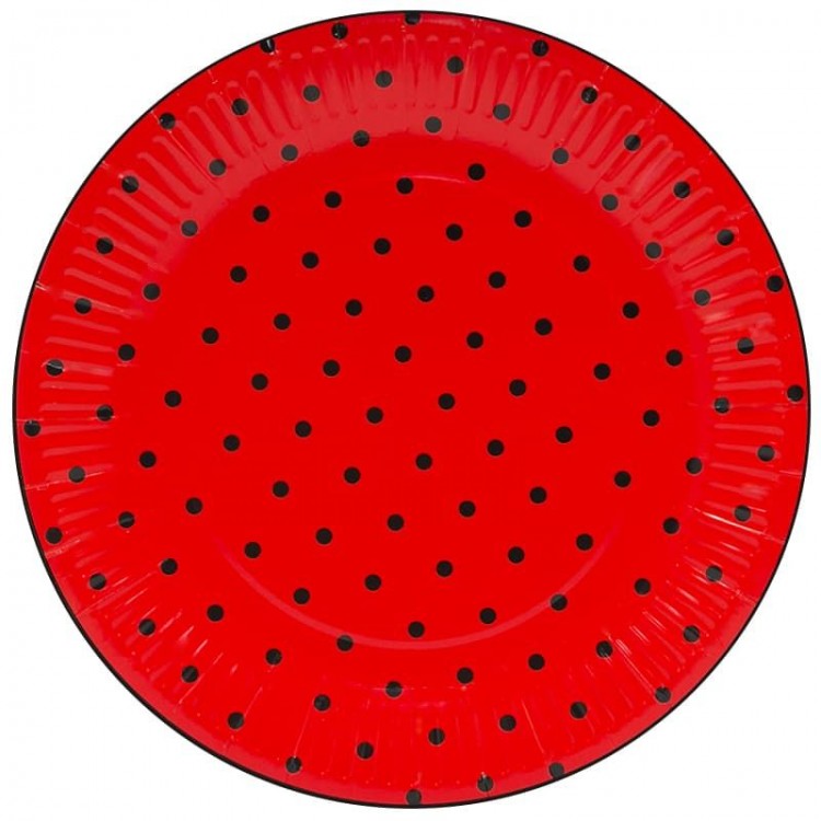 Тарелки (9''/23 см) Божья коровка, Красный, 6 шт.