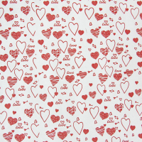 Упаковочная бумага Крафт 78гр (0,7 х 8,5 м) Сердечки, Красный/Белый, 1 шт