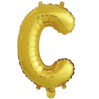 Шар с клапаном (16''/41 см) Мини-буква, С, Золото, в упаковке 1 шт.