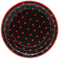 Тарелки (7''/18 см) Божья коровка, Черный, 6 шт.