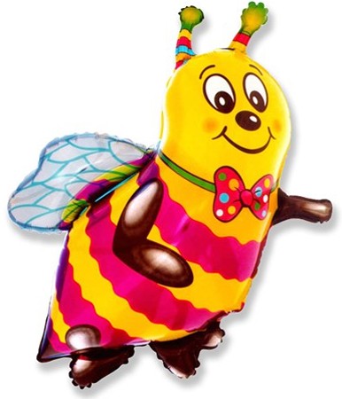 Шар (15''/38 см) Мини-фигура, Пчела, Желтый, 1 шт.