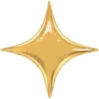Шар (28''/71 см) Звезда, 4х-конечная, Золото, 1 шт.