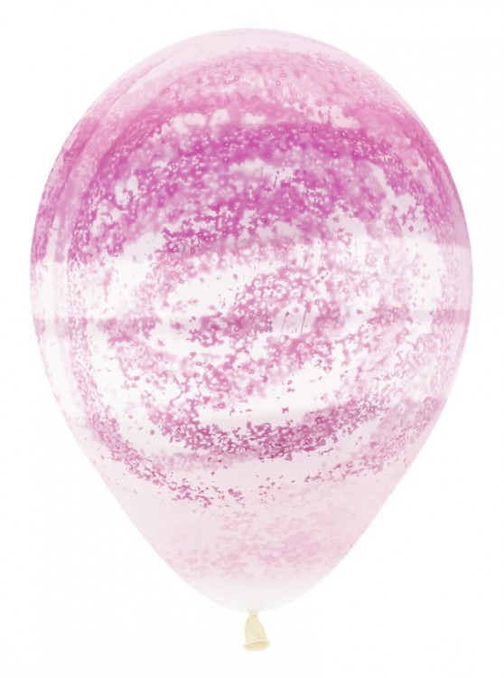 Шар (12''/30 см) Граффити, Розовый муар, Прозрачный (390), кристалл, 25 шт.